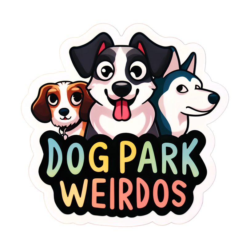 Dog Park Weirdos sticker logo: three cartoon dogs above the name